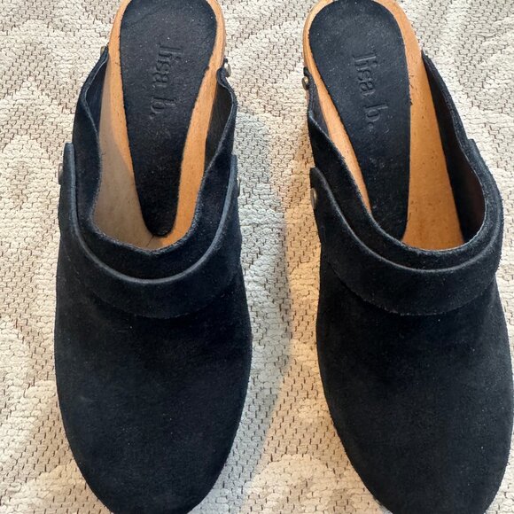 Lisa B black suede clogs with heel, size 37 - Picture 2 of 5
